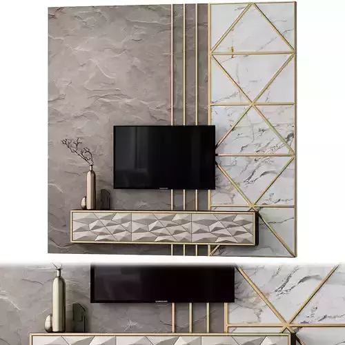 TV stand wall low poly 3d model