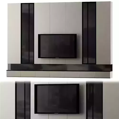 TV stand wall low poly 3d model Low-poly 3D model