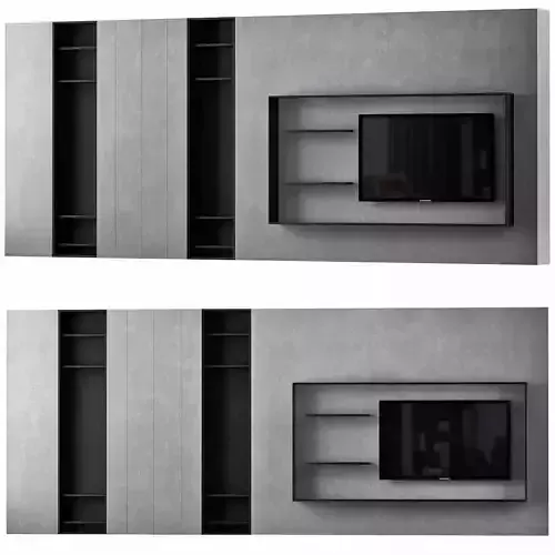 TV stand wall low poly 3d model Low-poly 3D model