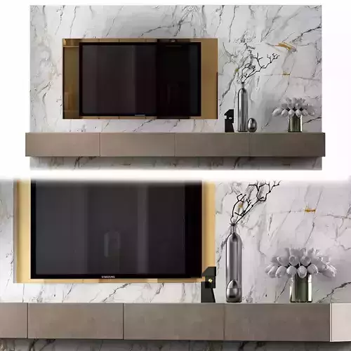 TV stand wall low poly 3d model Low-poly 3D model