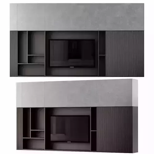 TV stand wall low poly 3d model Low-poly 3D model