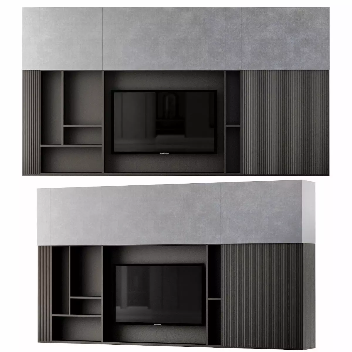 TV stand wall low poly 3d model Low-poly 3D model_0