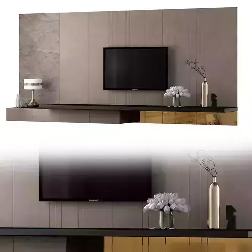 TV stand wall low poly 3d model