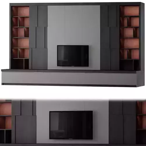 TV stand wall low poly 3d model