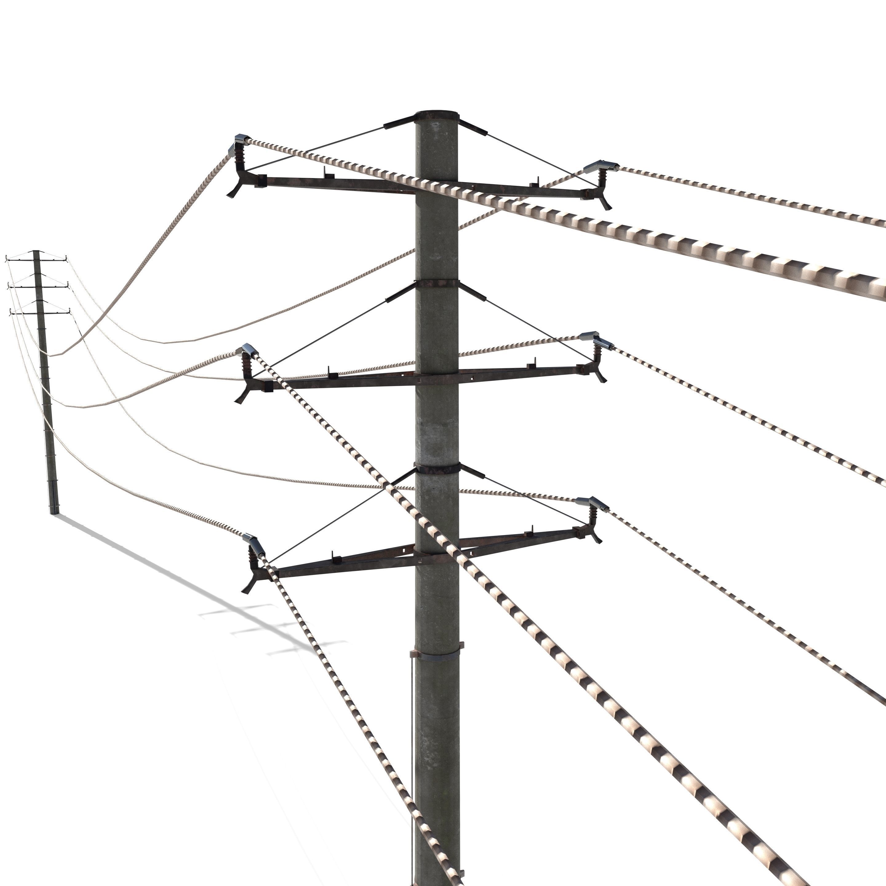 Electricity Pole 19 Low-poly 3D model_4
