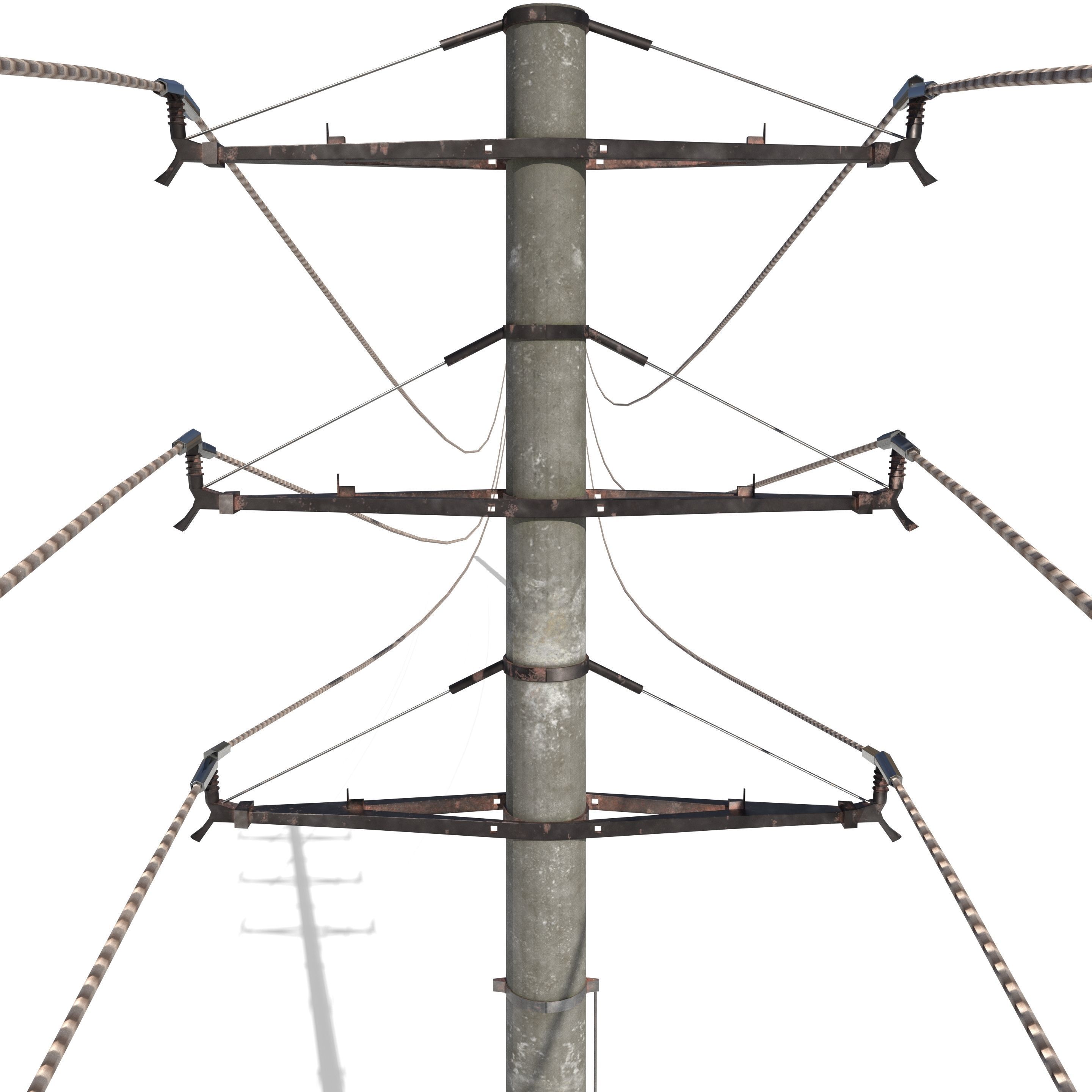 Electricity Pole 19 Low-poly 3D model_7