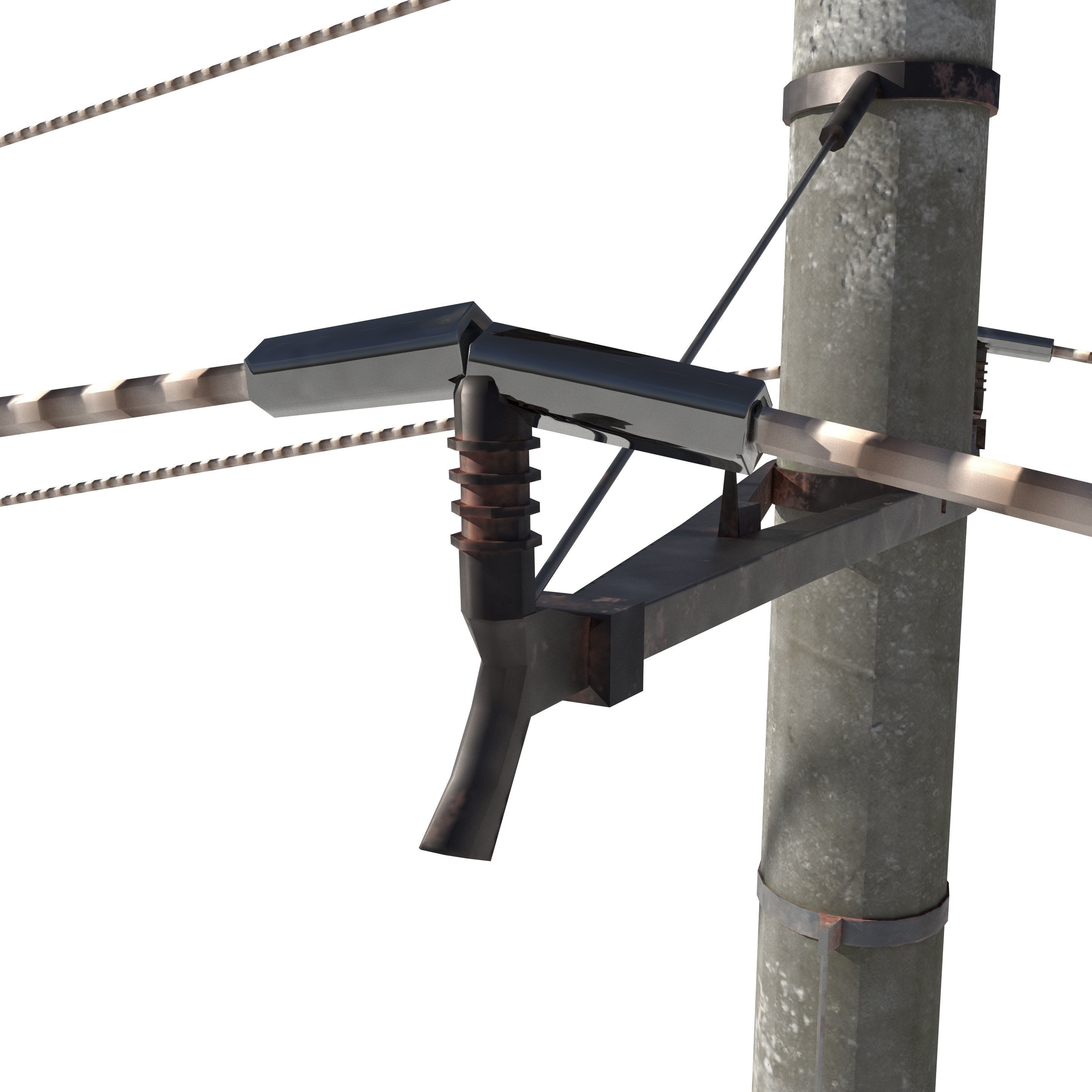 Electricity Pole 19 Low-poly 3D model_5