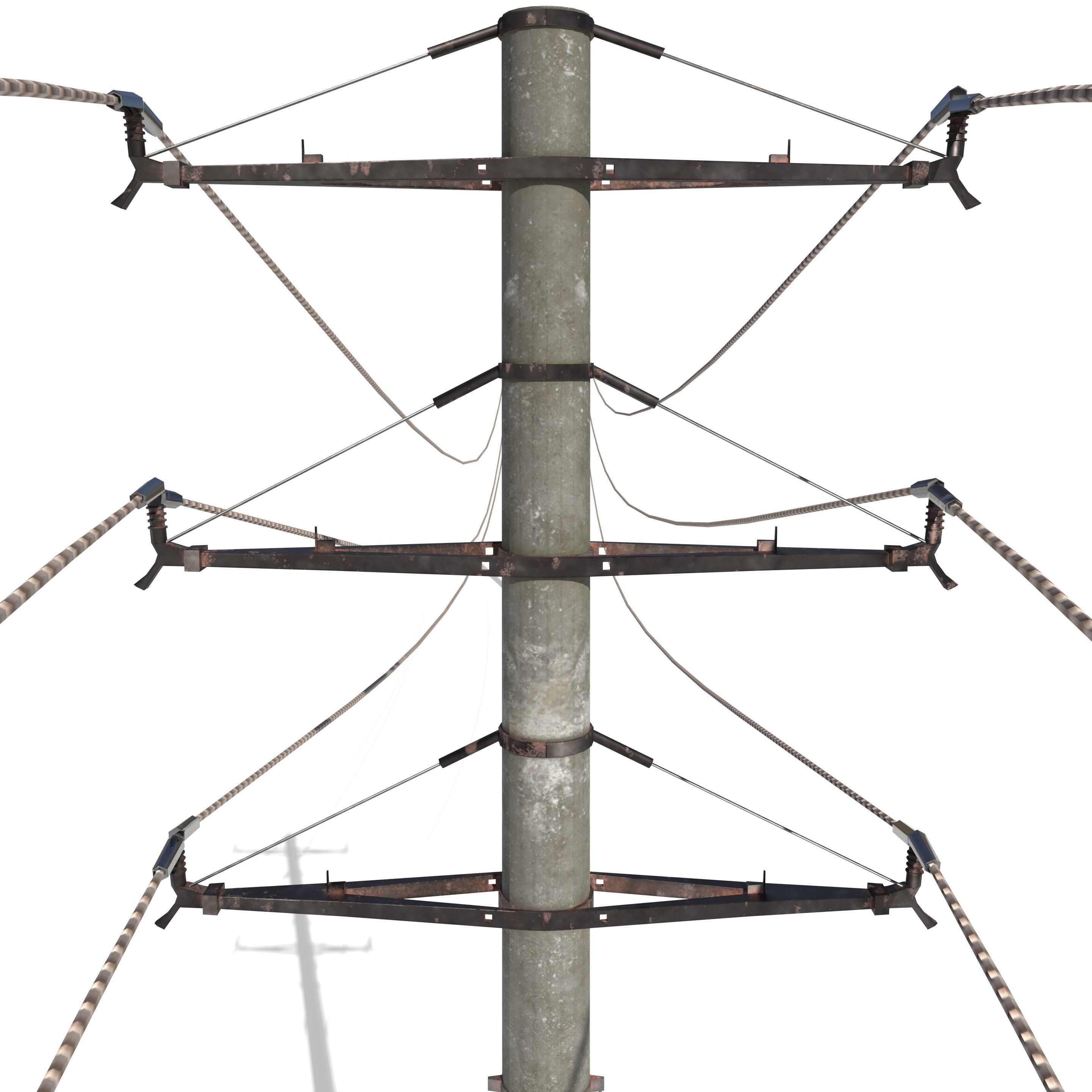 Electricity Pole 19 Low-poly 3D model_6