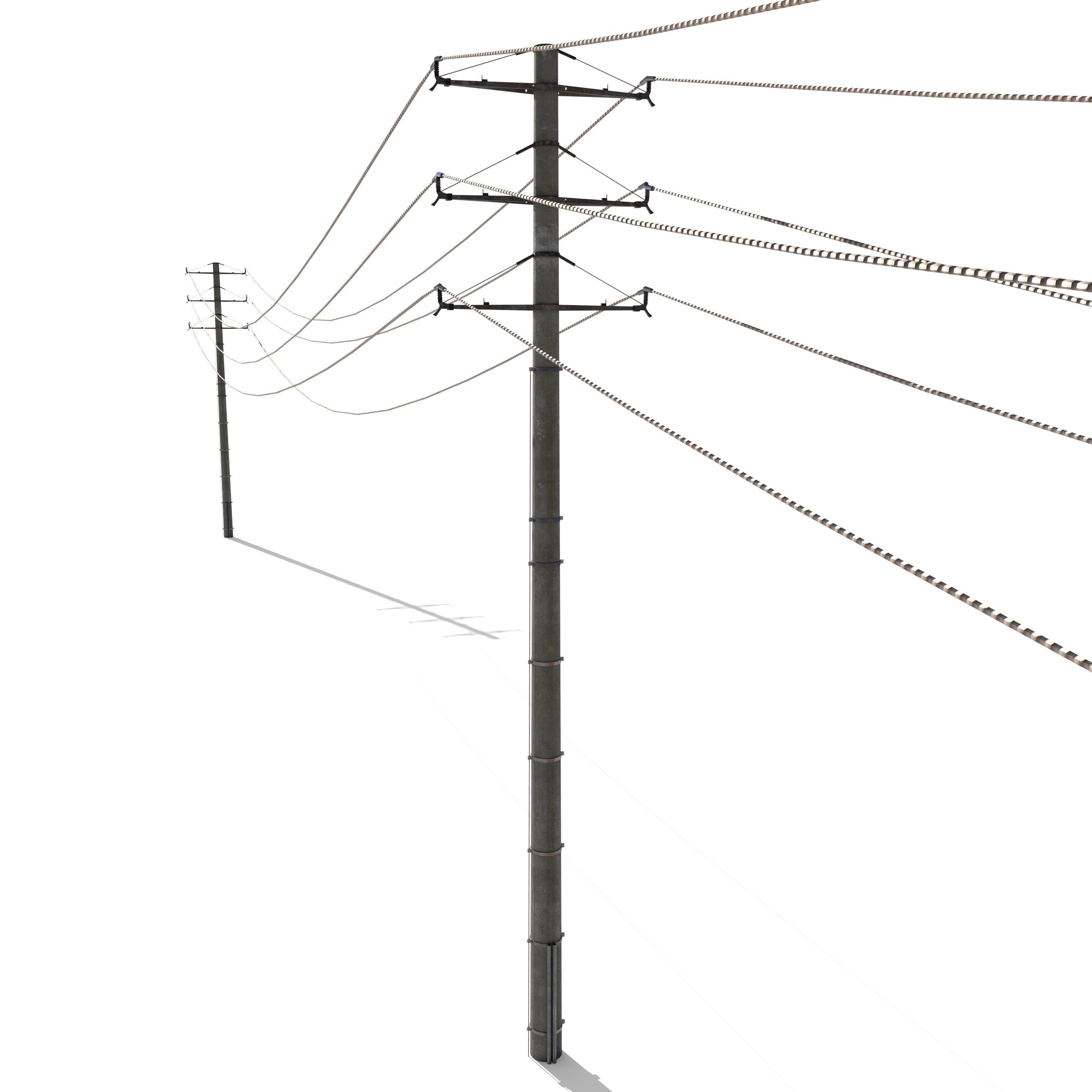 Electricity Pole 19 Low-poly 3D model_1