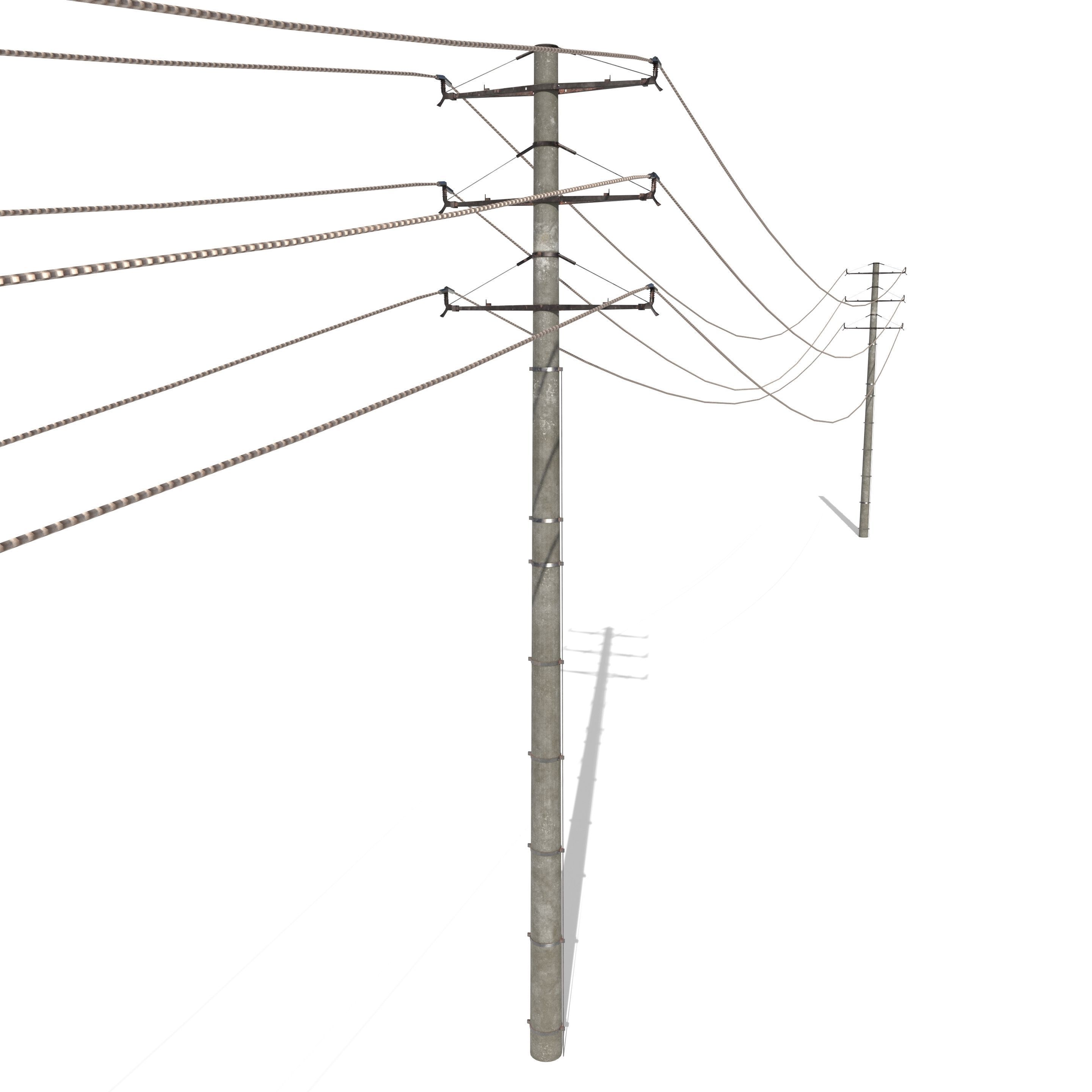 Electricity Pole 19 Low-poly 3D model_2