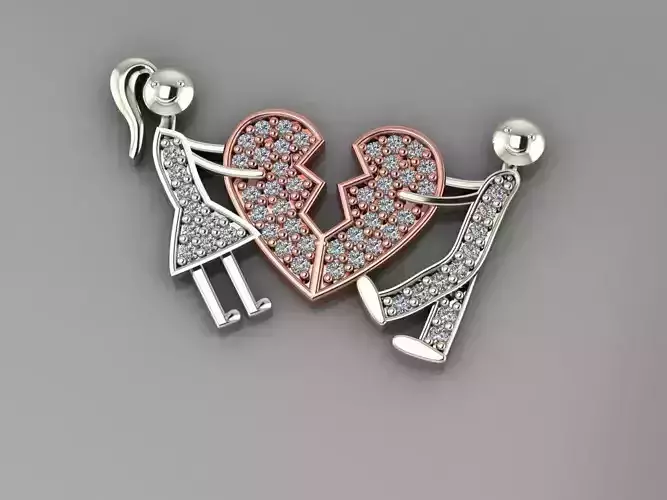 GC GOLD H221-Heart Diamond Gold necklace