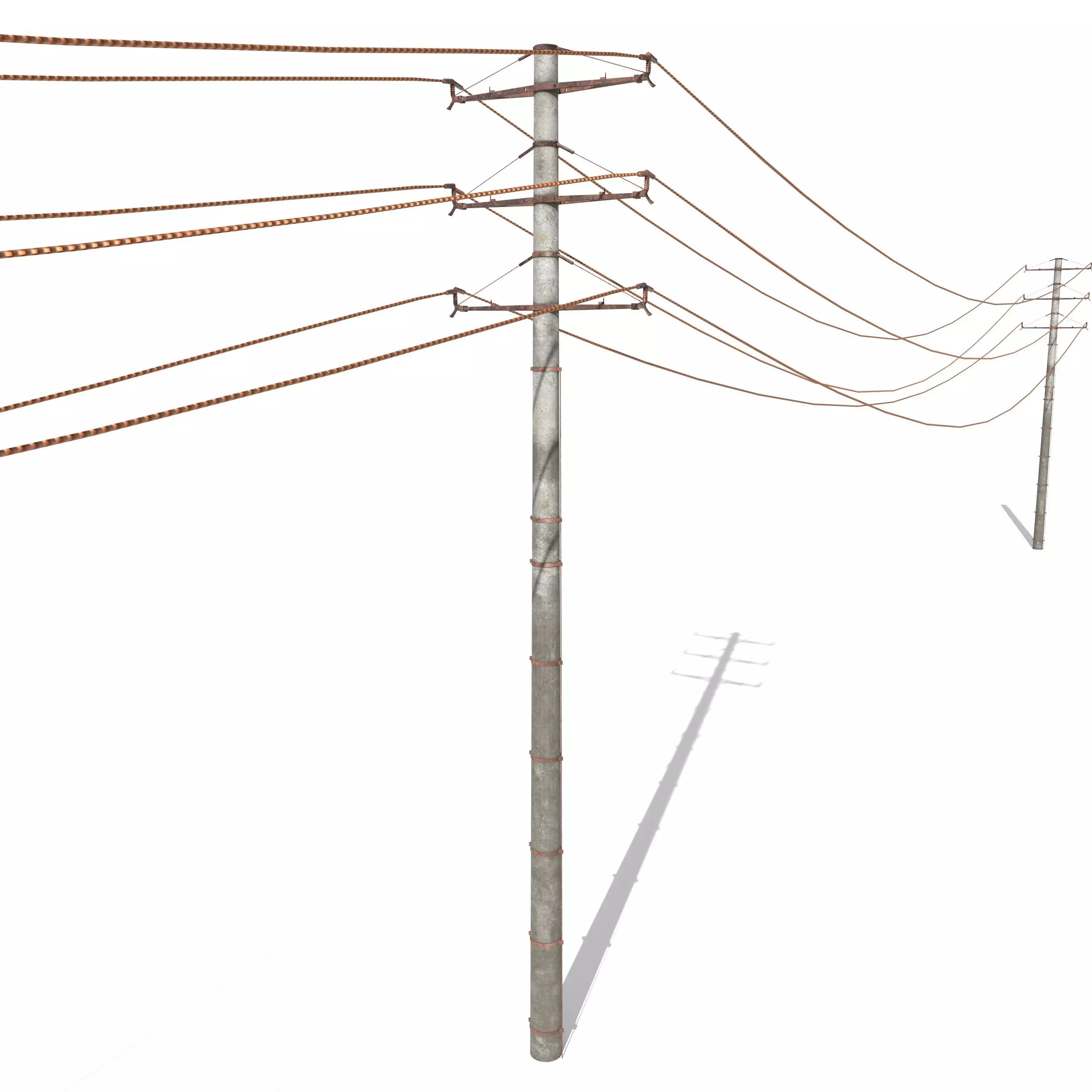Electricity Pole 19 Weathered Low-poly 3D model_0