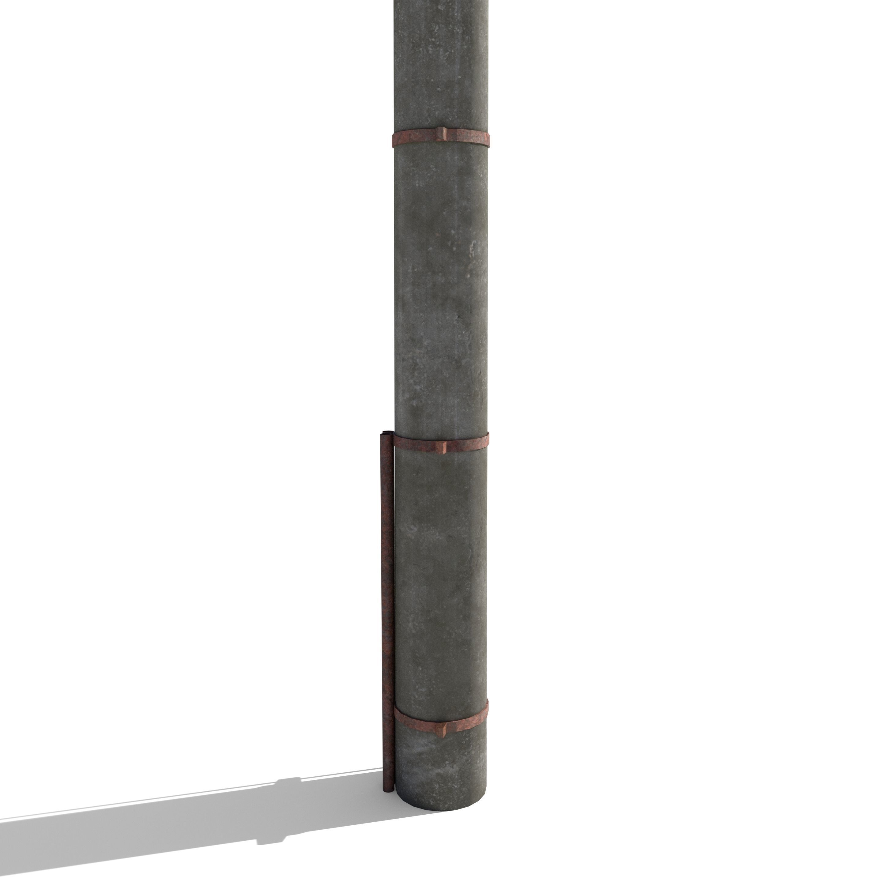 Electricity Pole 19 Weathered Low-poly 3D model_1