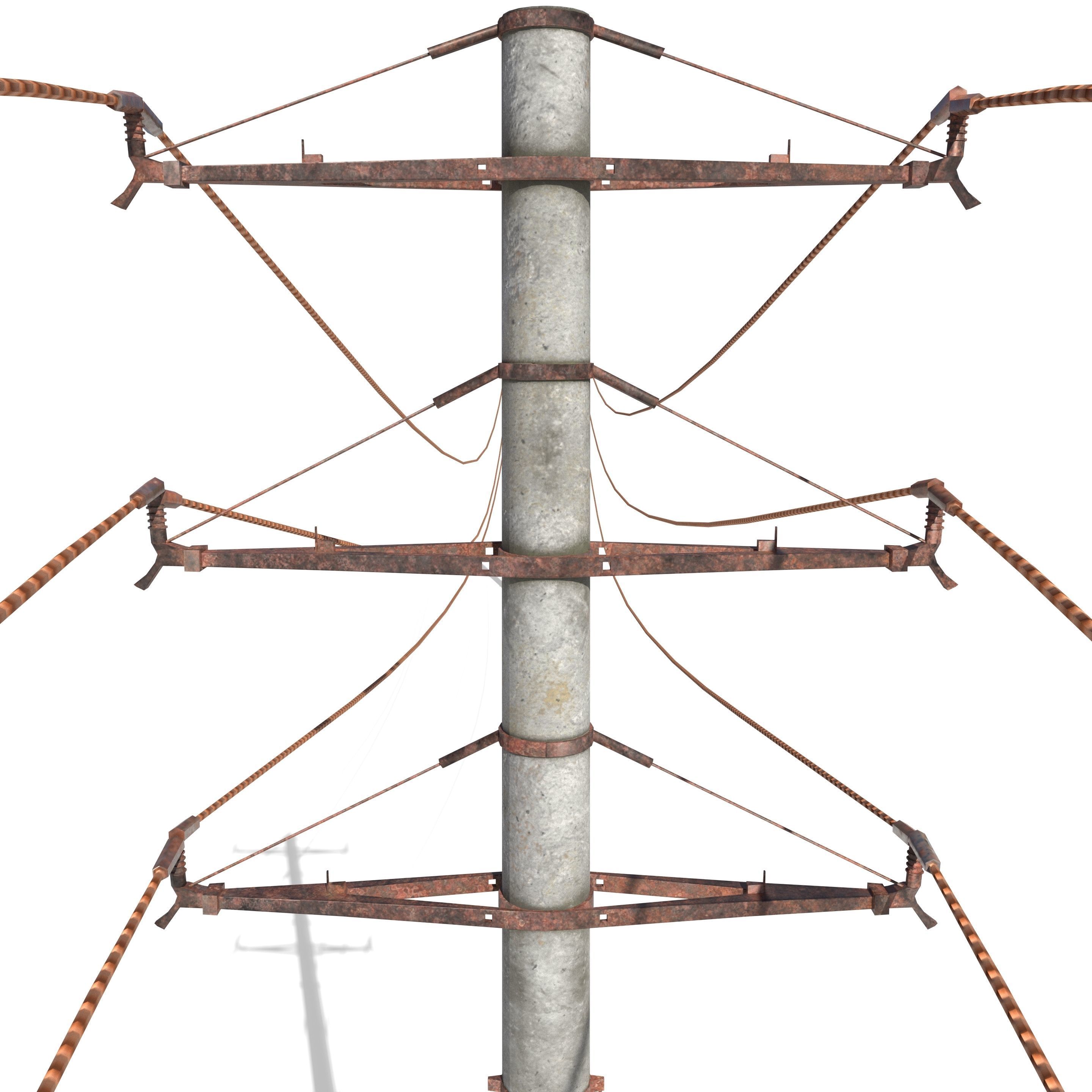 Electricity Pole 19 Weathered Low-poly 3D model_4