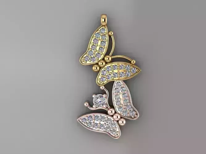 GC GOLD H226-butterfly Diamond Gold necklace