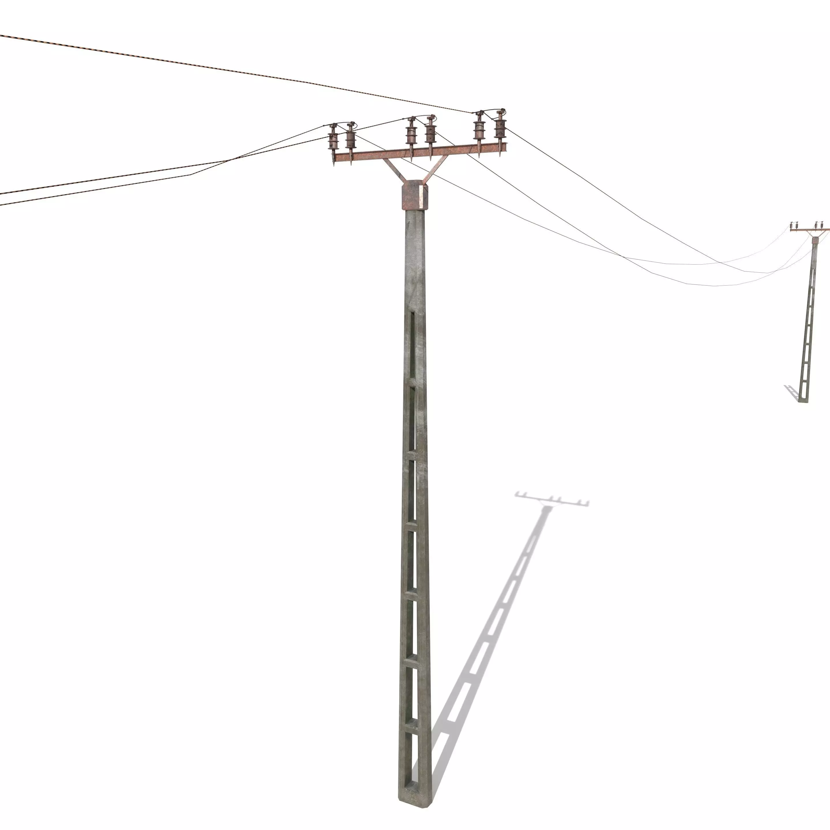 Electricity Pole 20 Weathered Low-poly 3D model_0