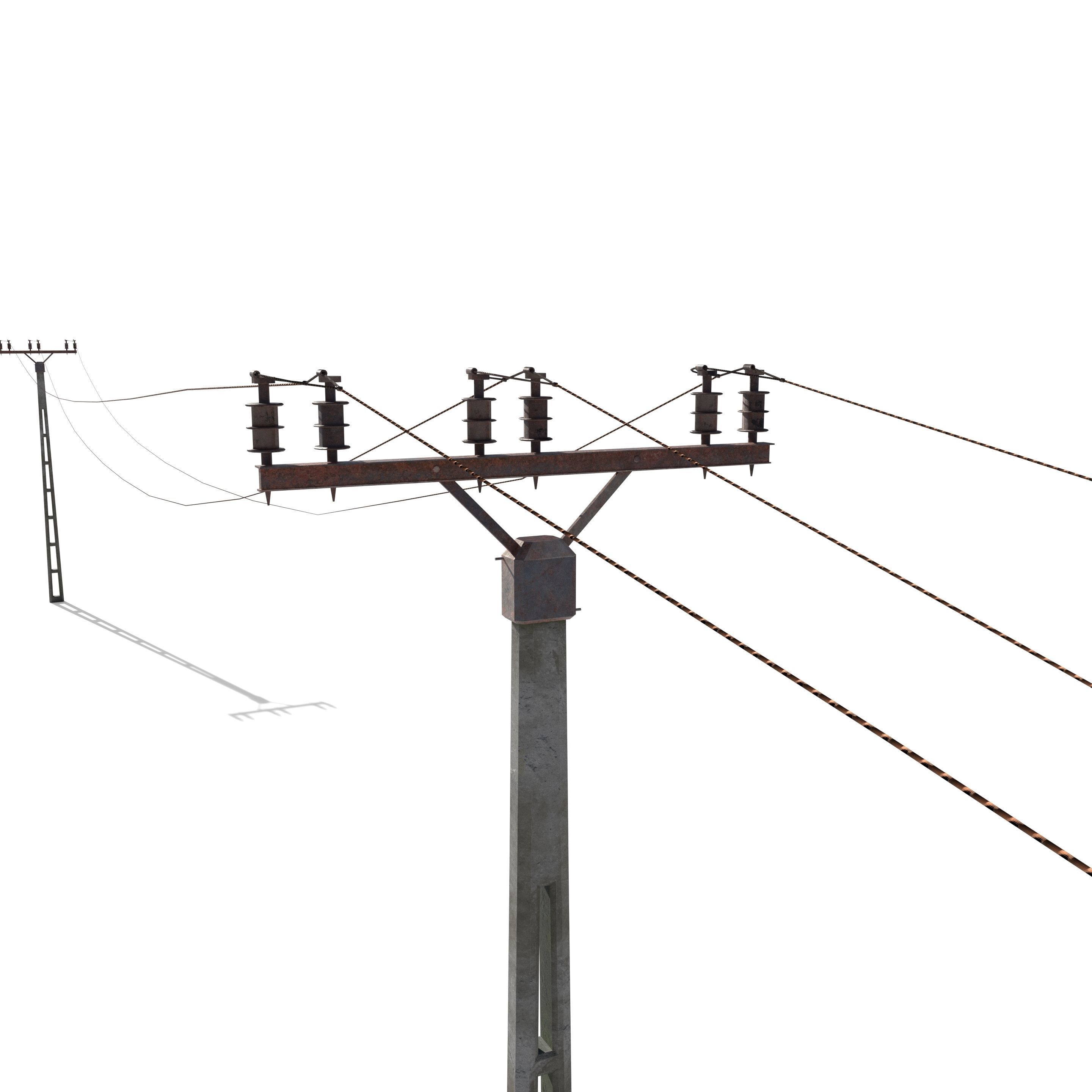 Electricity Pole 20 Weathered Low-poly 3D model_3
