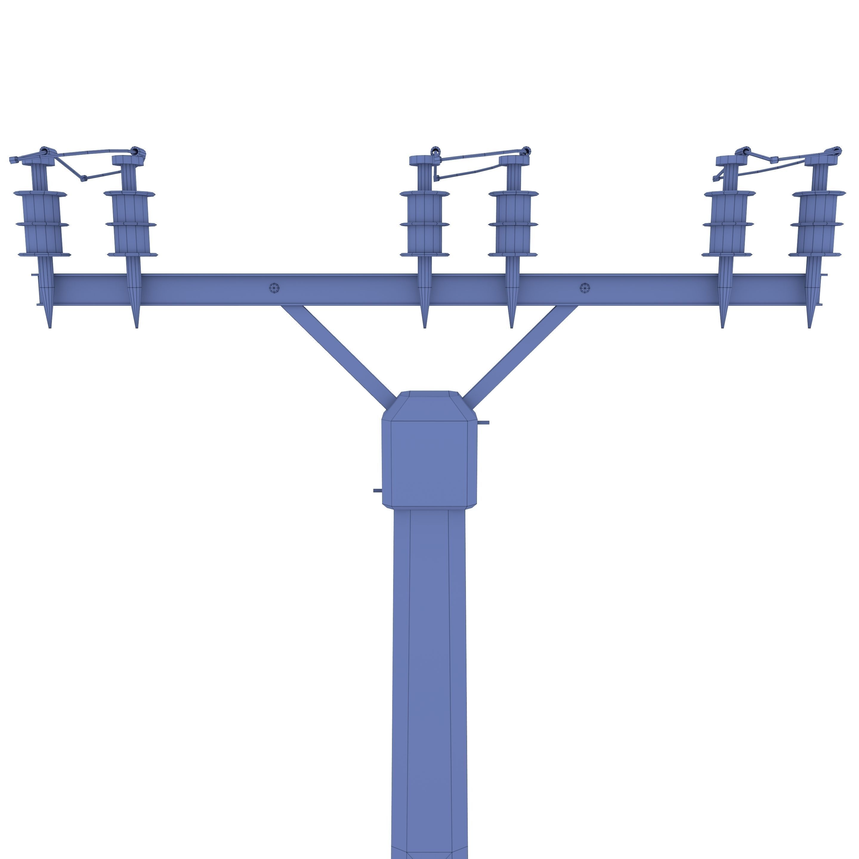 Electricity Pole 20 Weathered Low-poly 3D model_11