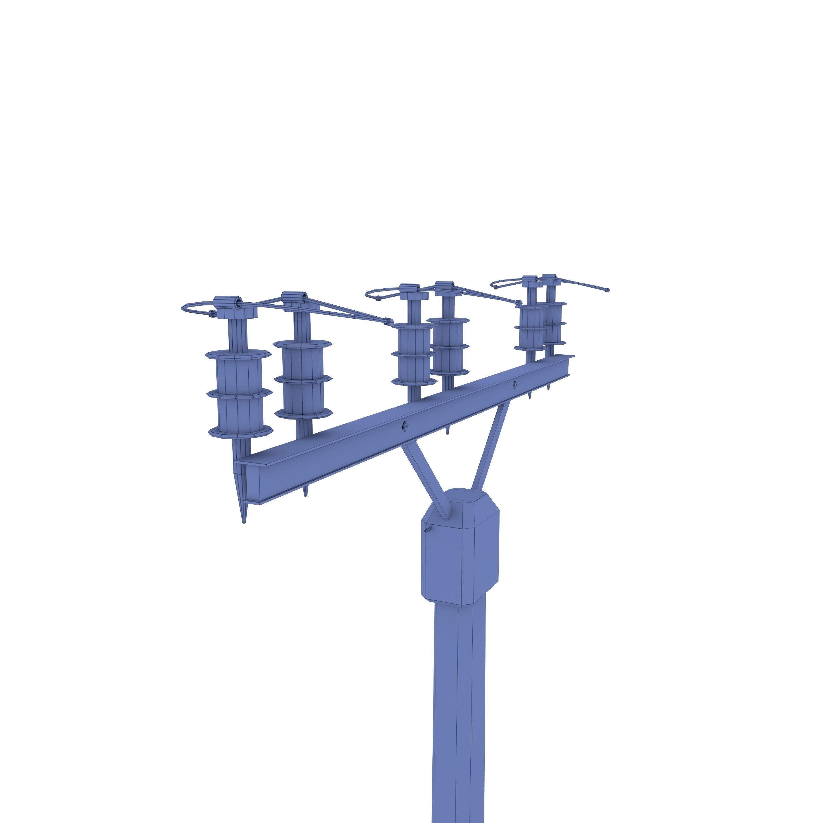 Electricity Pole 20 Weathered Low-poly 3D model_10