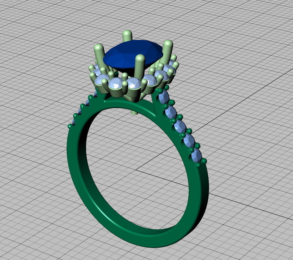 Halo Engagement ring with 1ct Oval Stone 3dmodel 3D print model_36