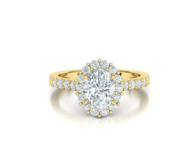 Halo Engagement ring with 1ct Oval Stone 3dmodel 3D print model_30