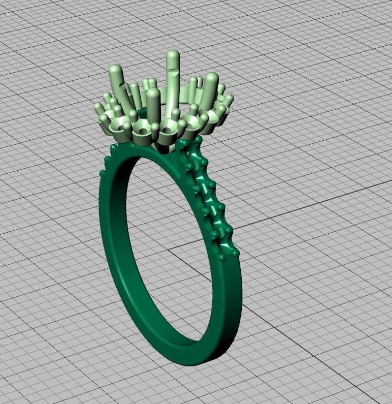 Halo Engagement ring with 1ct Oval Stone 3dmodel 3D print model_37