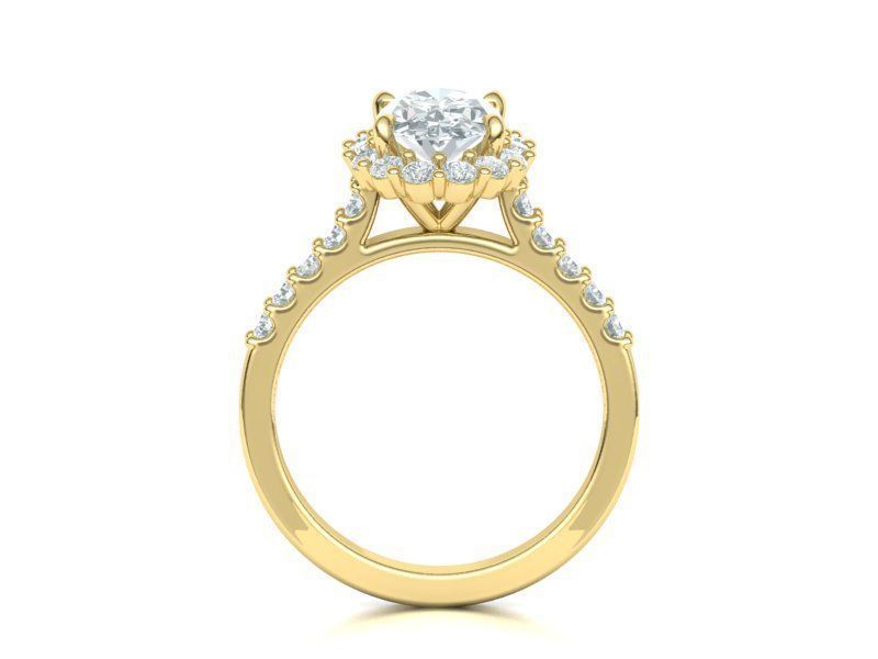 Halo Engagement ring with 1ct Oval Stone 3dmodel 3D print model_27