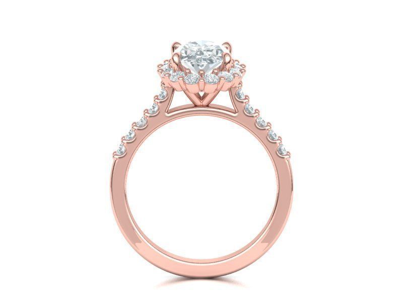 Halo Engagement ring with 1ct Oval Stone 3dmodel 3D print model_26