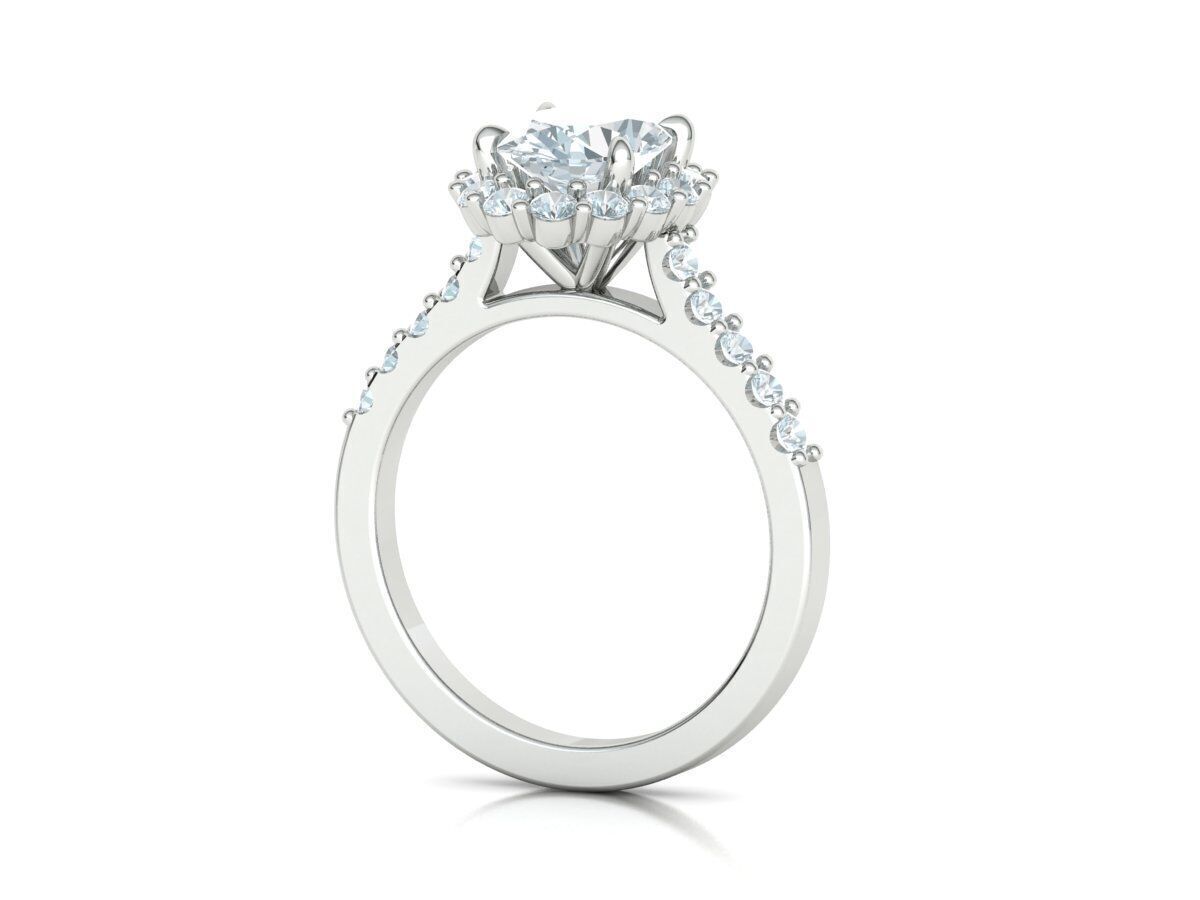 Halo Engagement ring with 1ct Oval Stone 3dmodel 3D print model_15