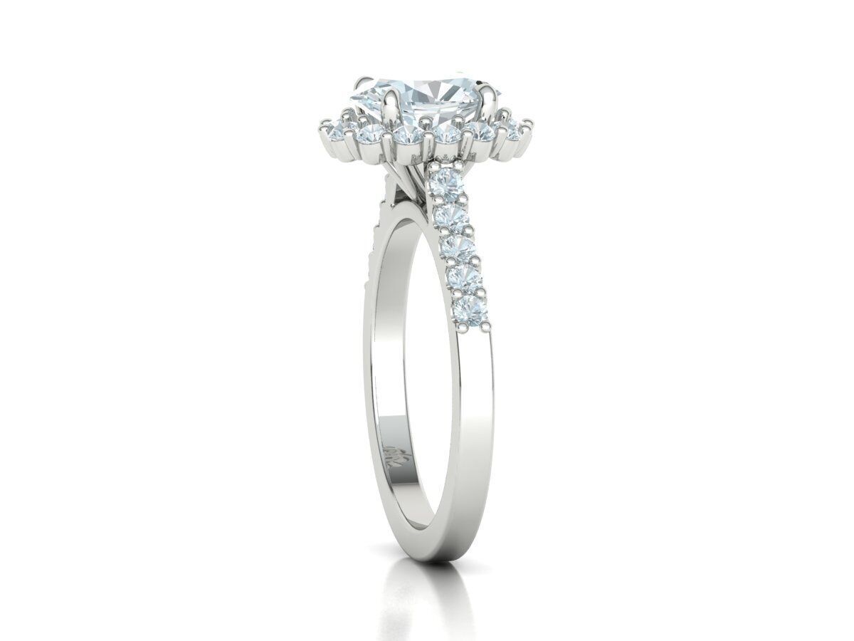 Halo Engagement ring with 1ct Oval Stone 3dmodel 3D print model_20