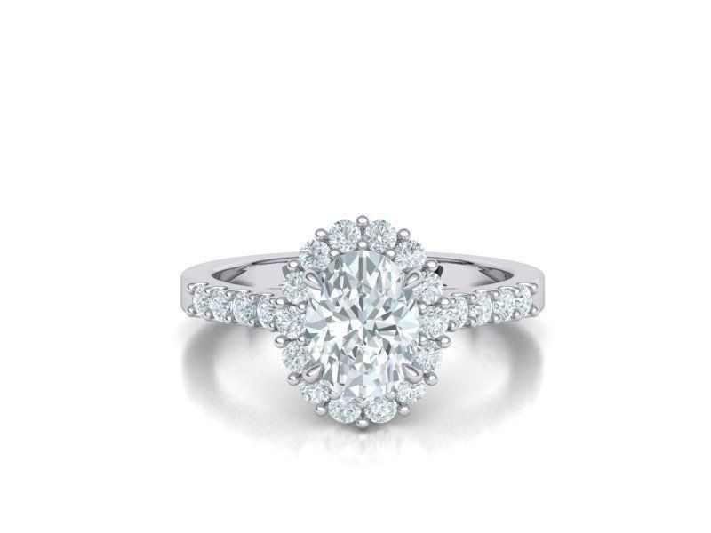 Halo Engagement ring with 1ct Oval Stone 3dmodel 3D print model_31
