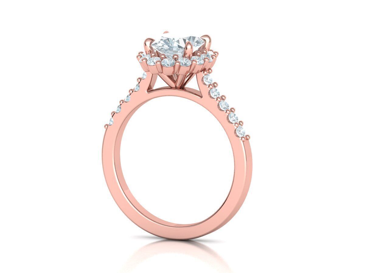 Halo Engagement ring with 1ct Oval Stone 3dmodel 3D print model_13
