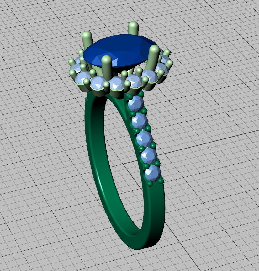 Halo Engagement ring with 1ct Oval Stone 3dmodel 3D print model_35