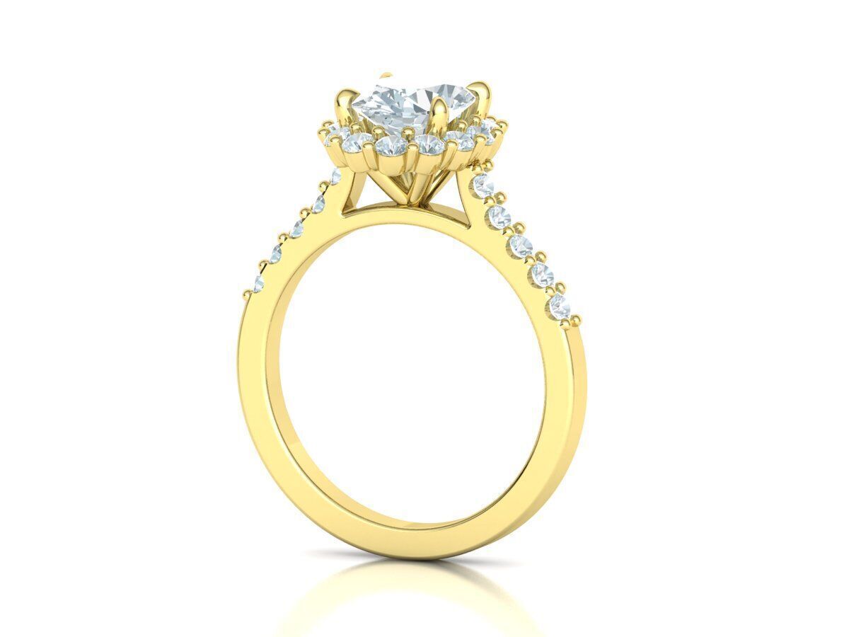 Halo Engagement ring with 1ct Oval Stone 3dmodel 3D print model_14