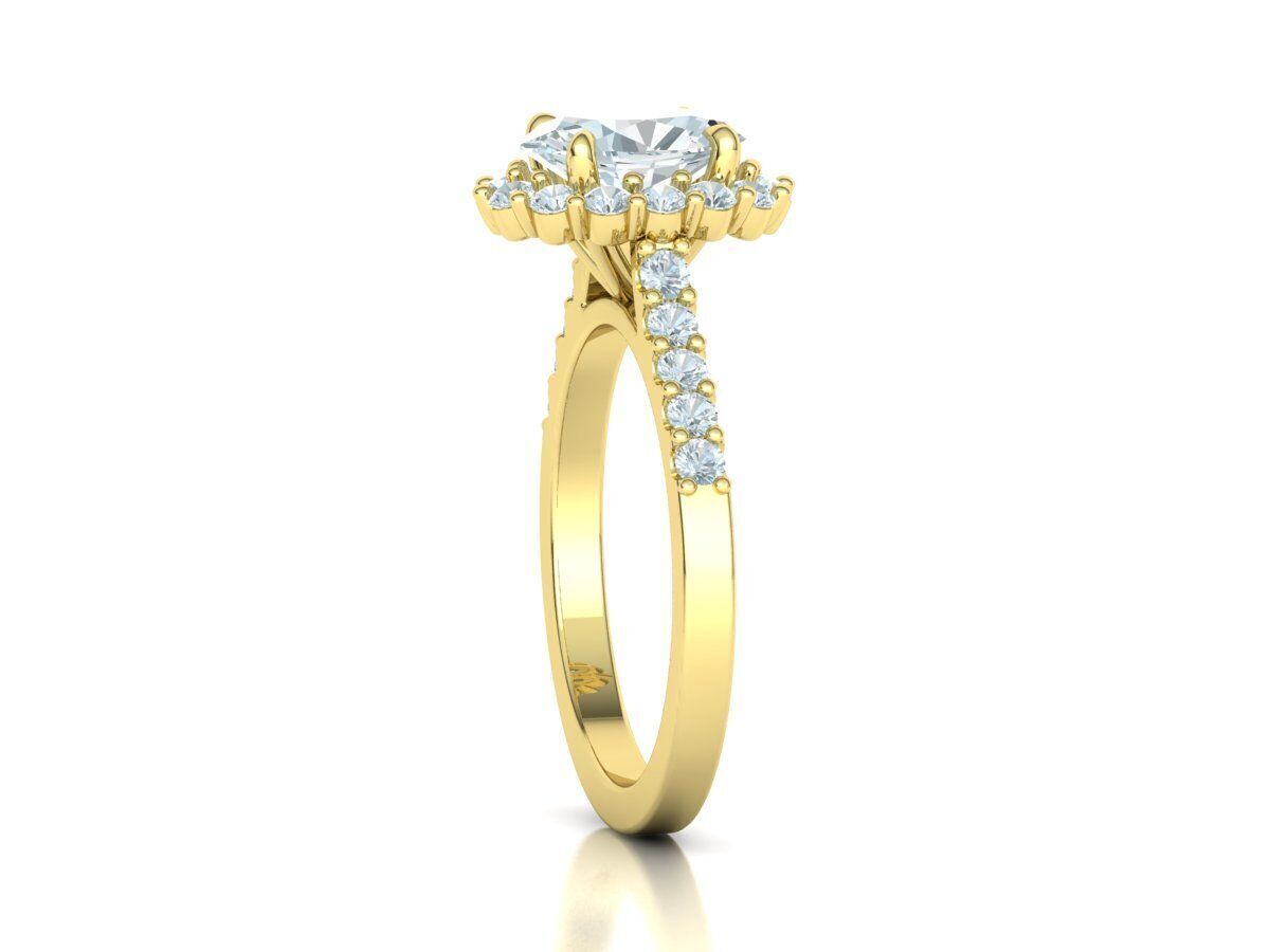 Halo Engagement ring with 1ct Oval Stone 3dmodel 3D print model_19
