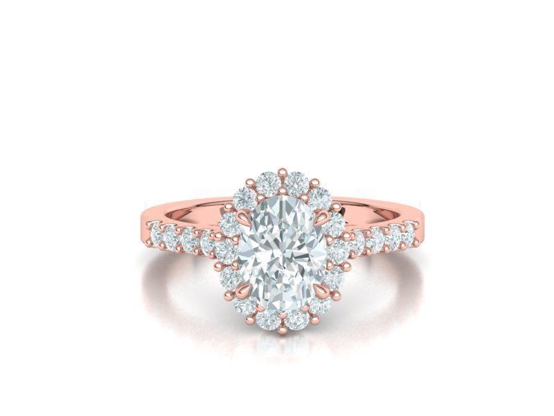 Halo Engagement ring with 1ct Oval Stone 3dmodel 3D print model_29