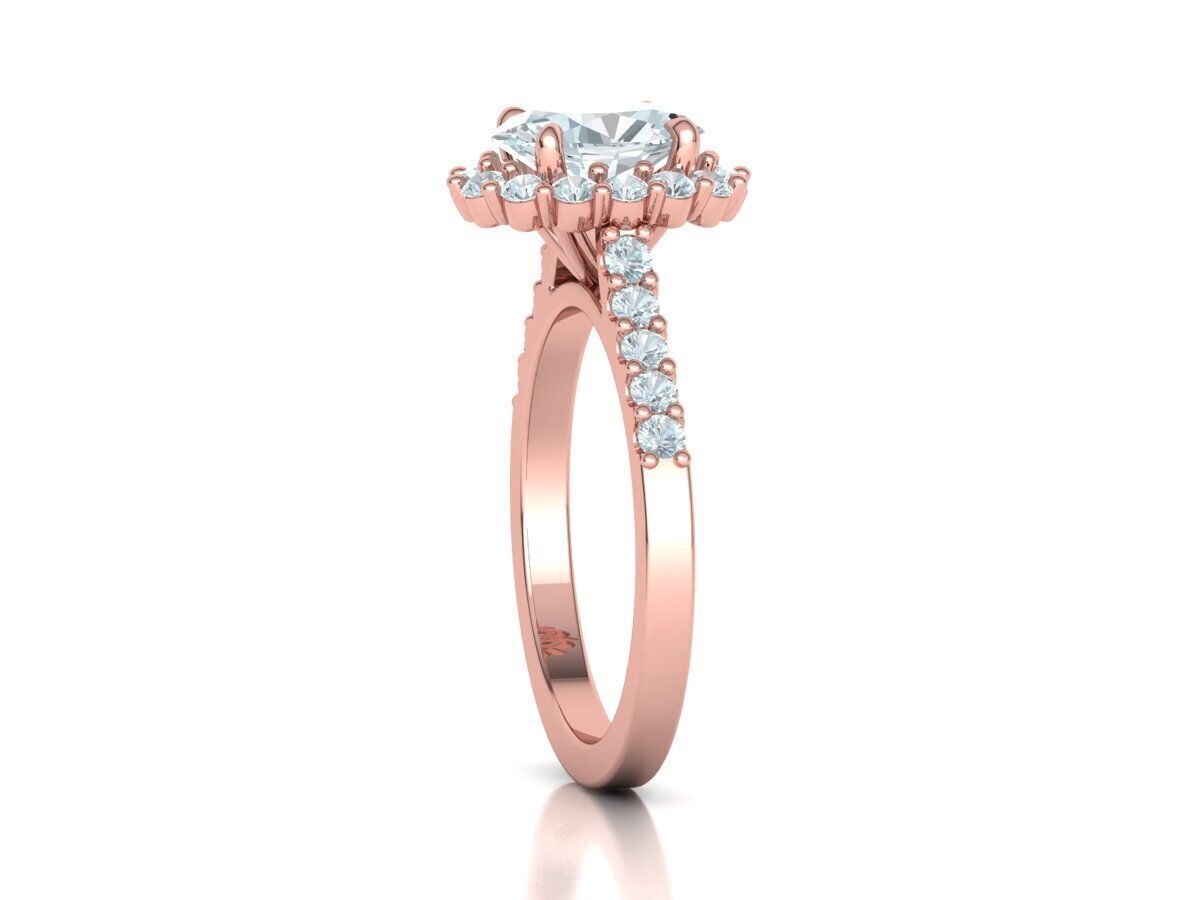 Halo Engagement ring with 1ct Oval Stone 3dmodel 3D print model_18