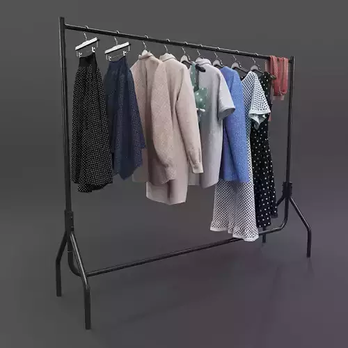 Set of Casual Clothes on a Hanger 3D model