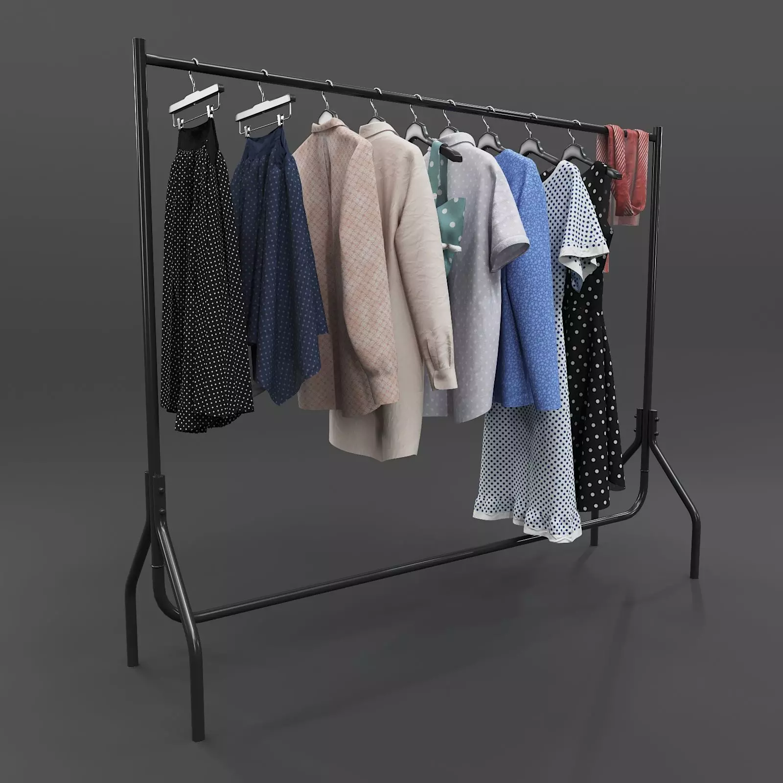 Set of Casual Clothes on a Hanger 3D model