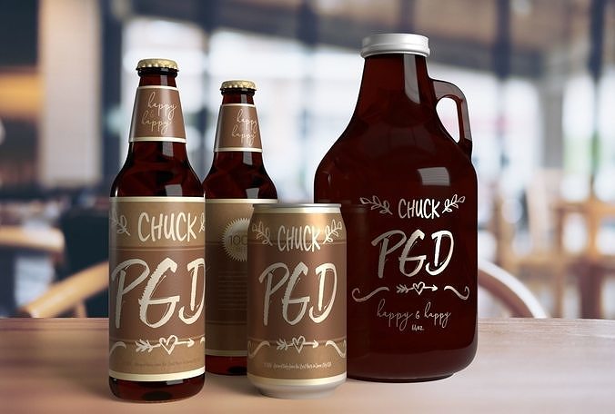 Craft Beer Combo Pack Featuring Beer Bottle Growler and Can 3D model
