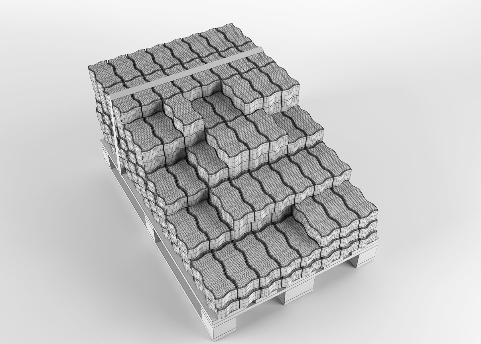 Brick S on pallet 3D model 3D model_8