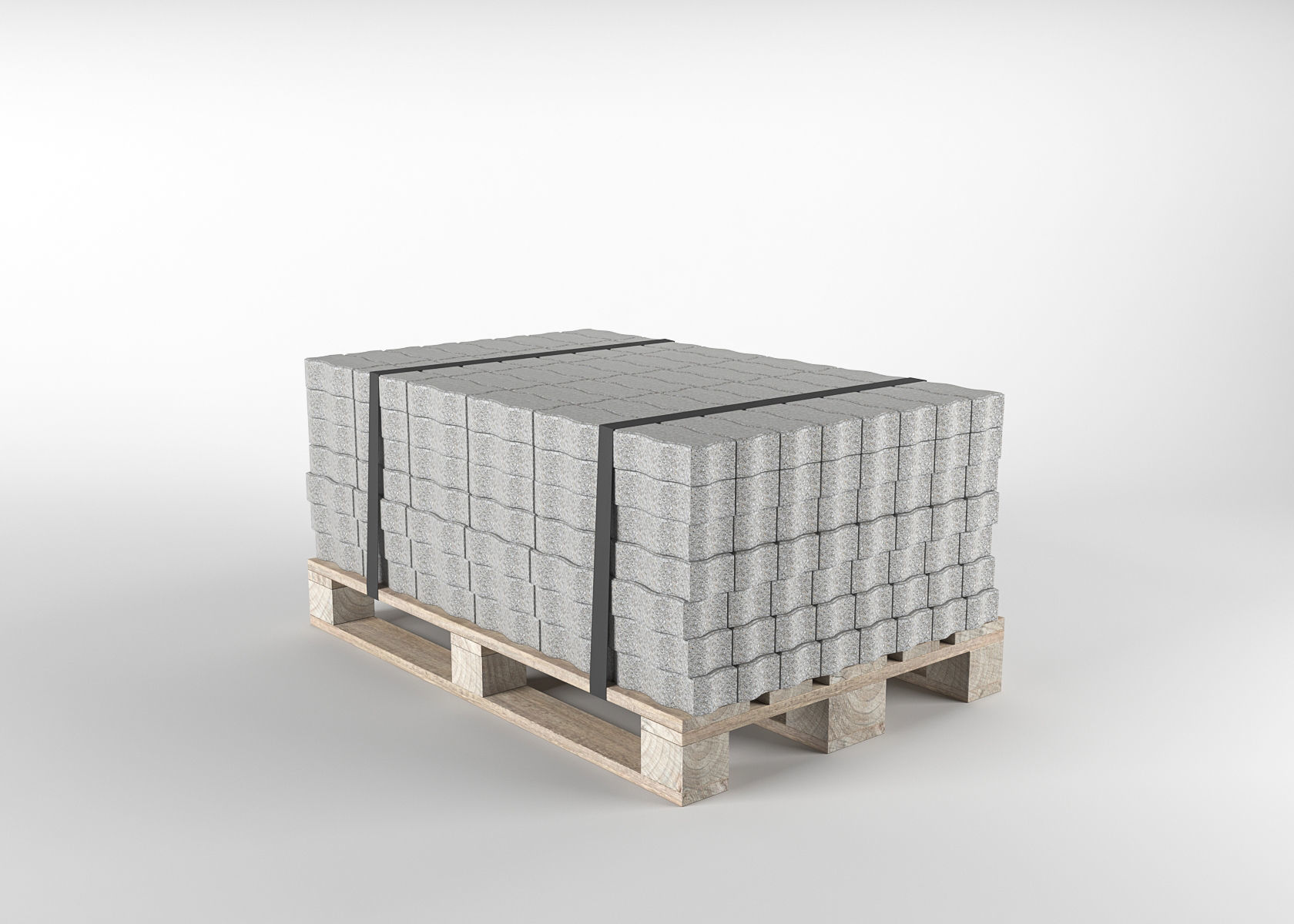 Brick S on pallet 3D model 3D model_2