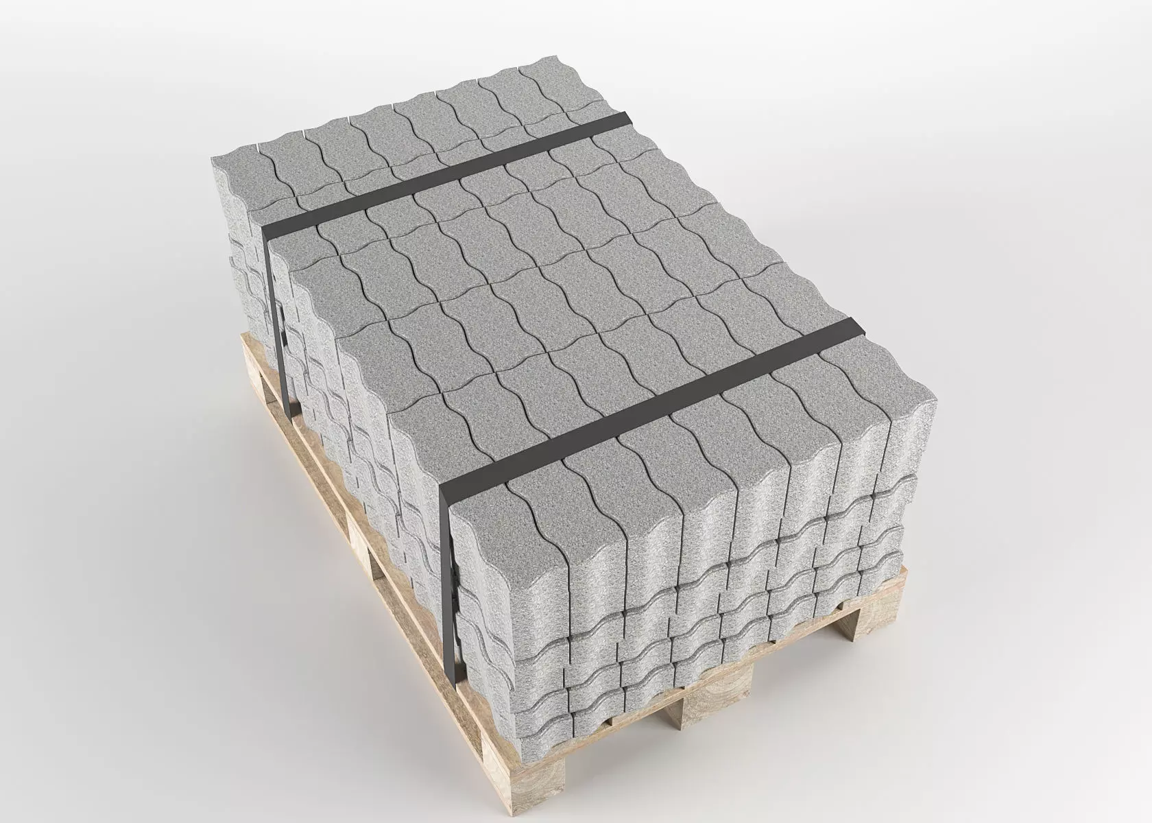 Brick S on pallet 3D model 3D model_0