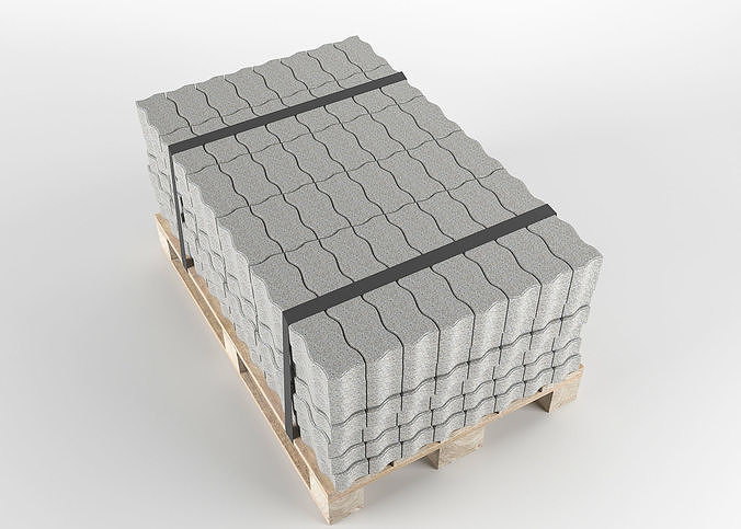 Brick S on pallet 3D model 3D model