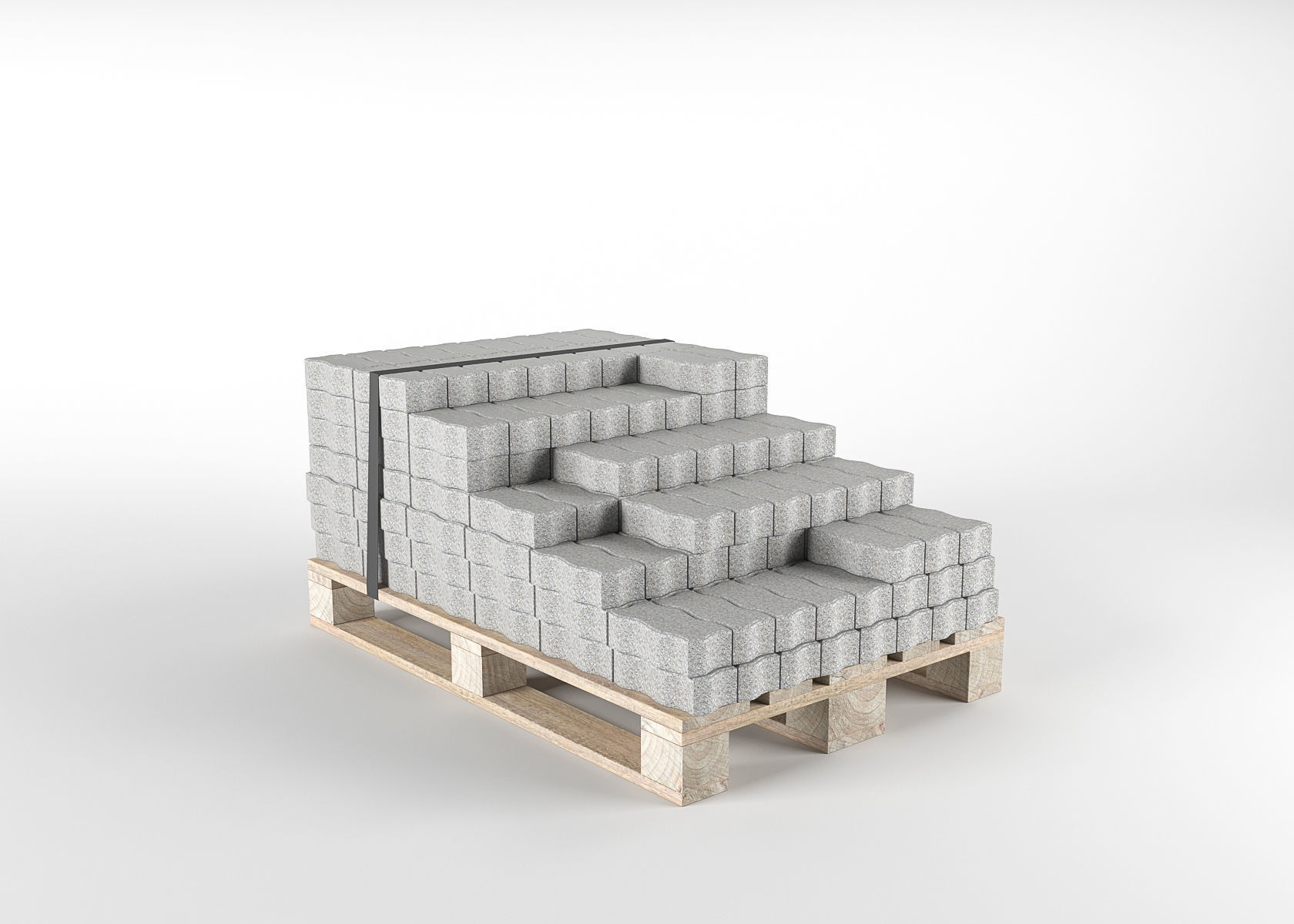 Brick S on pallet 3D model 3D model_6