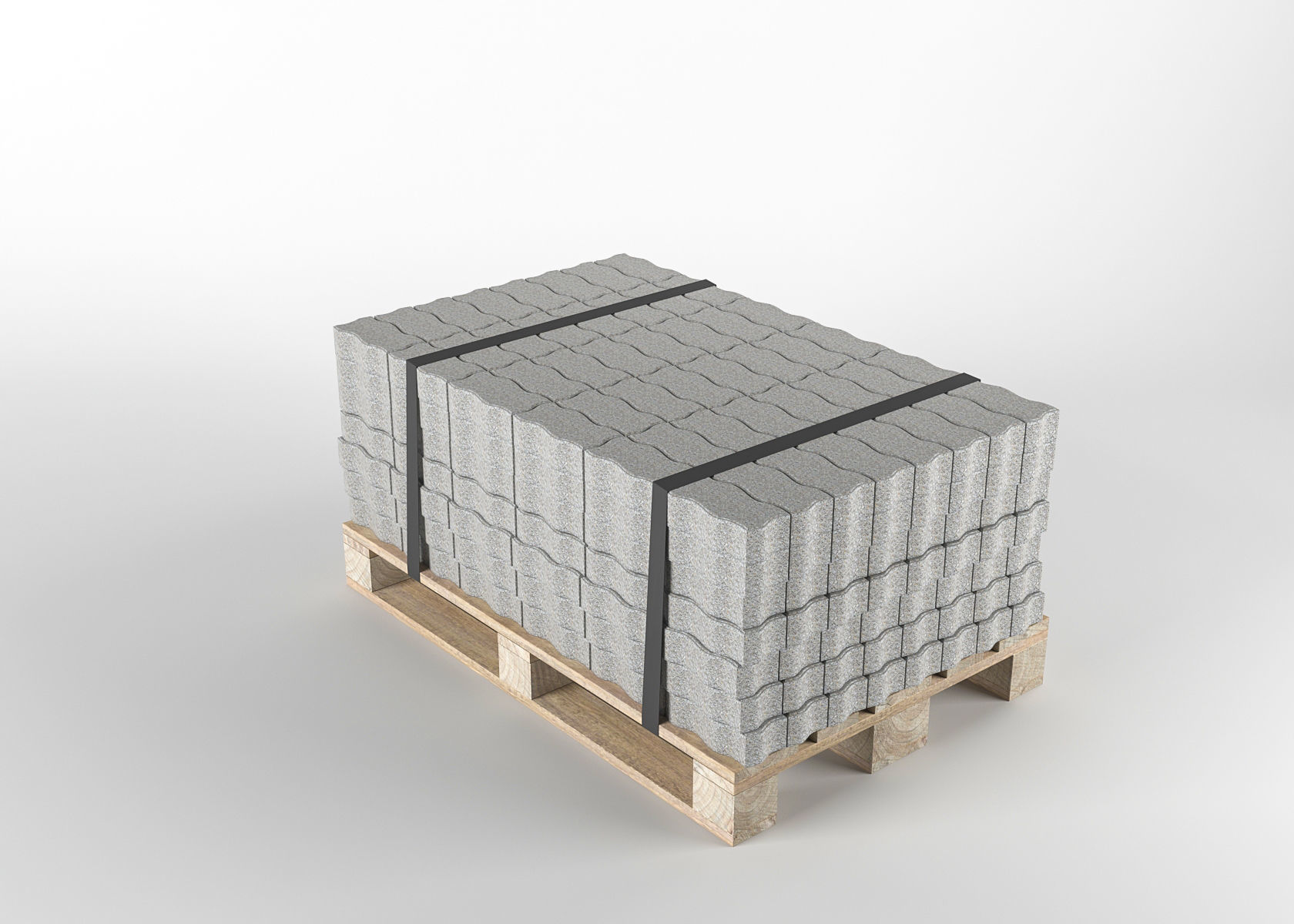 Brick S on pallet 3D model 3D model_3