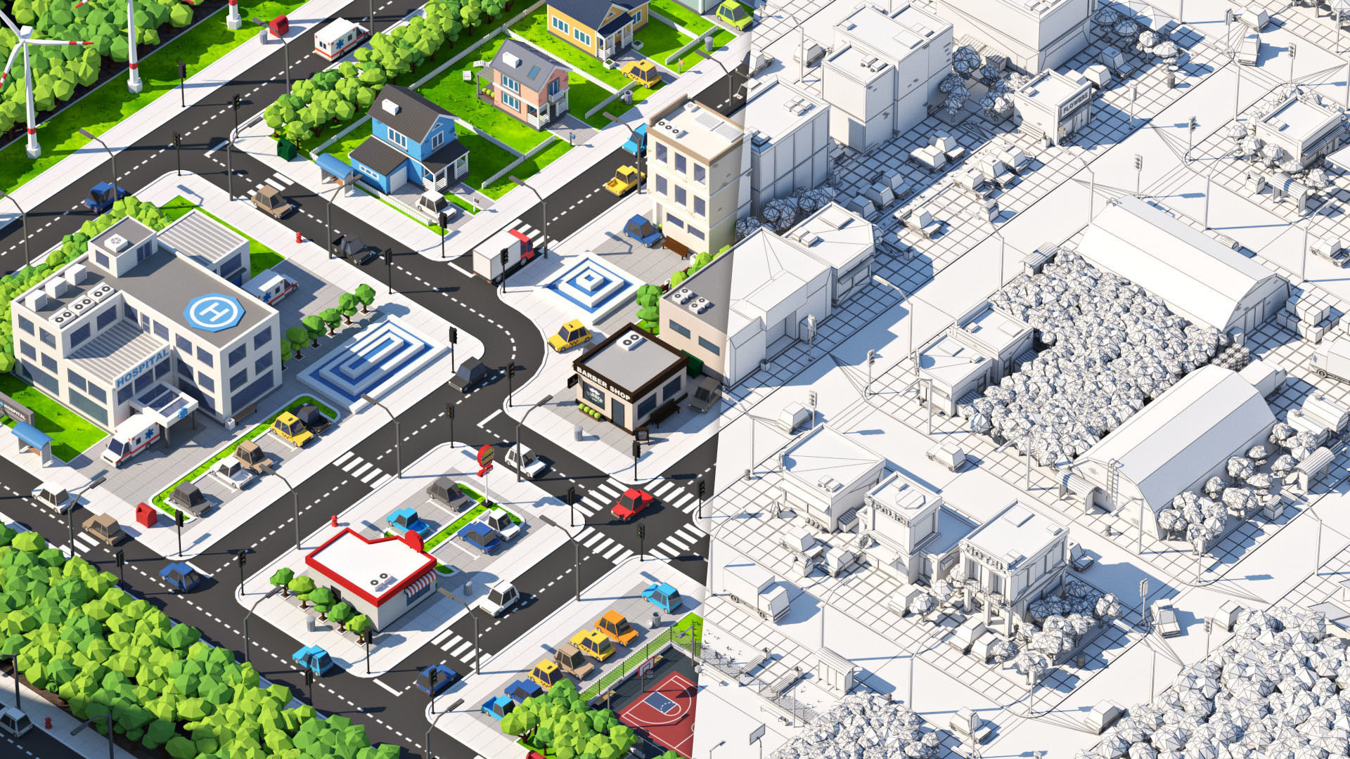 Cartoon Low Poly City Pack V2 Low-poly 3D model_13