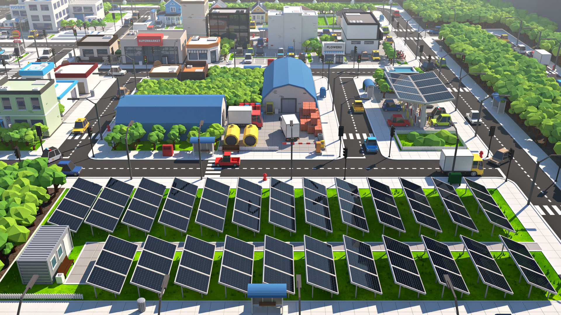 Cartoon Low Poly City Pack V2 Low-poly 3D model_6