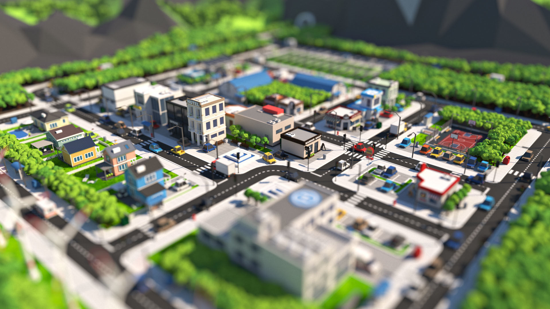 Cartoon Low Poly City Pack V2 Low-poly 3D model_2