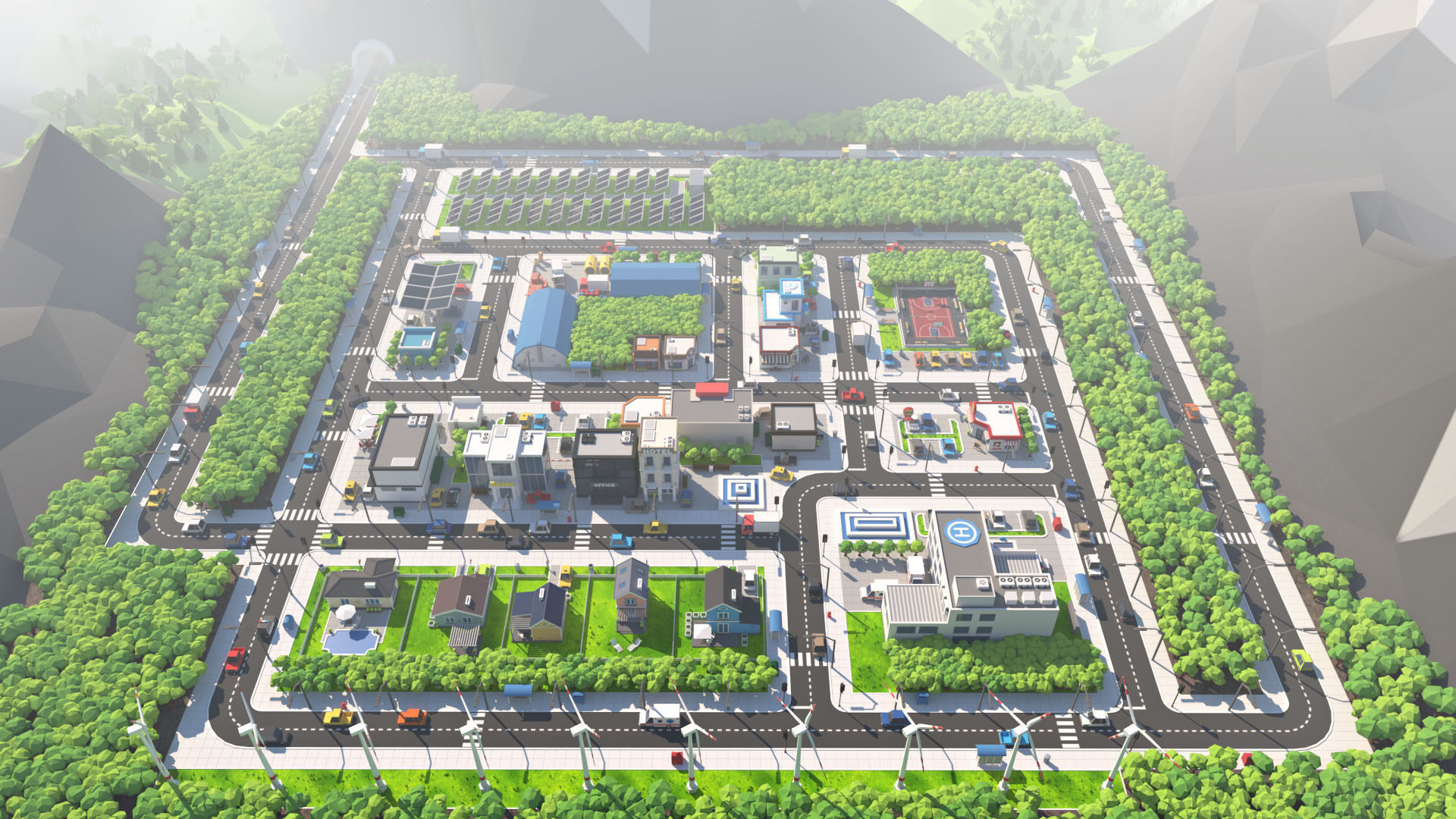 Cartoon Low Poly City Pack V2 Low-poly 3D model_4